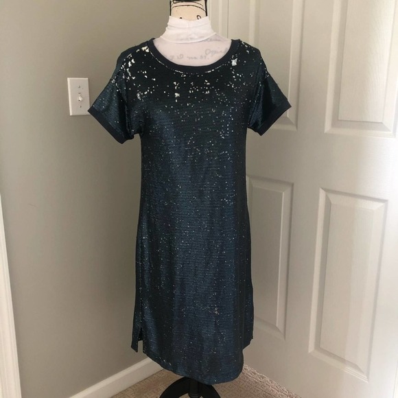 MOULINETTE Souers Anthro Blue Sequin Dress Small - Picture 2 of 12